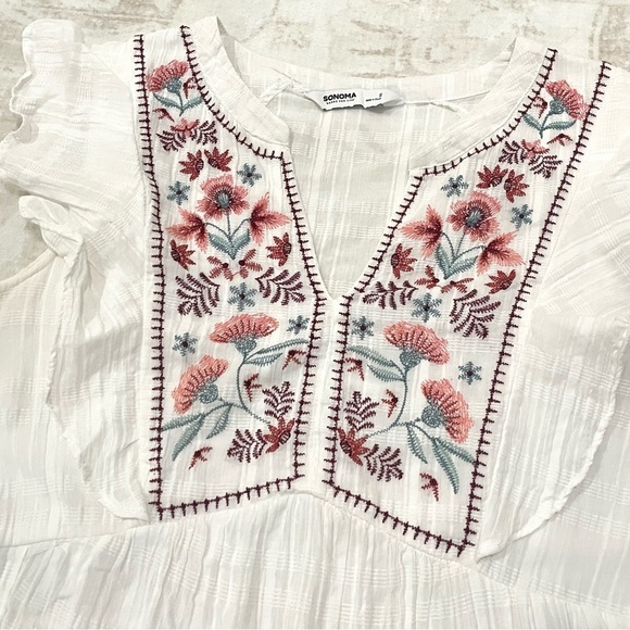 White Embroidered Baby Doll Mini Dress - Picture 7 of 9